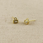 18k Baguette CZ Stud with Jump Ring