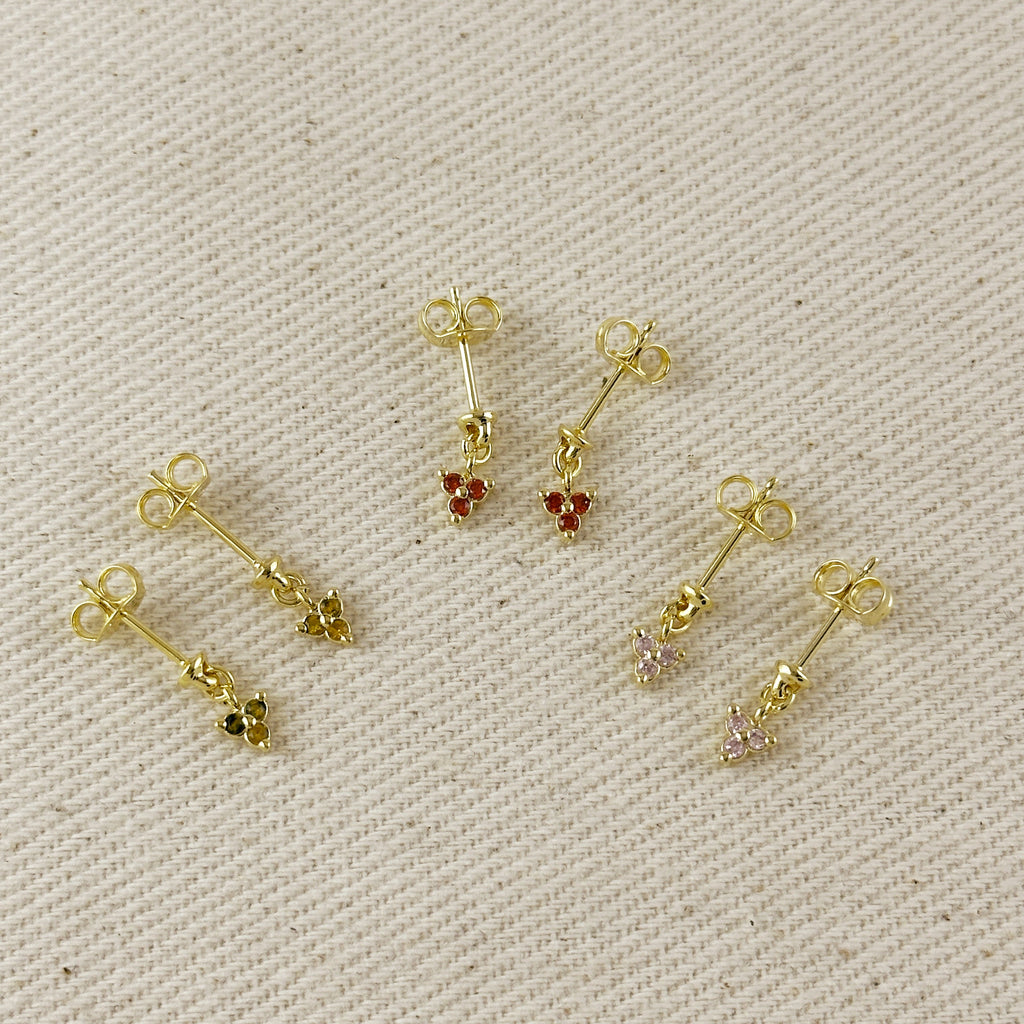 18k Gold Filled Mini CZ Flower Drop Earrings