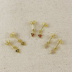 18k Gold Filled Mini CZ Flower Drop Earrings