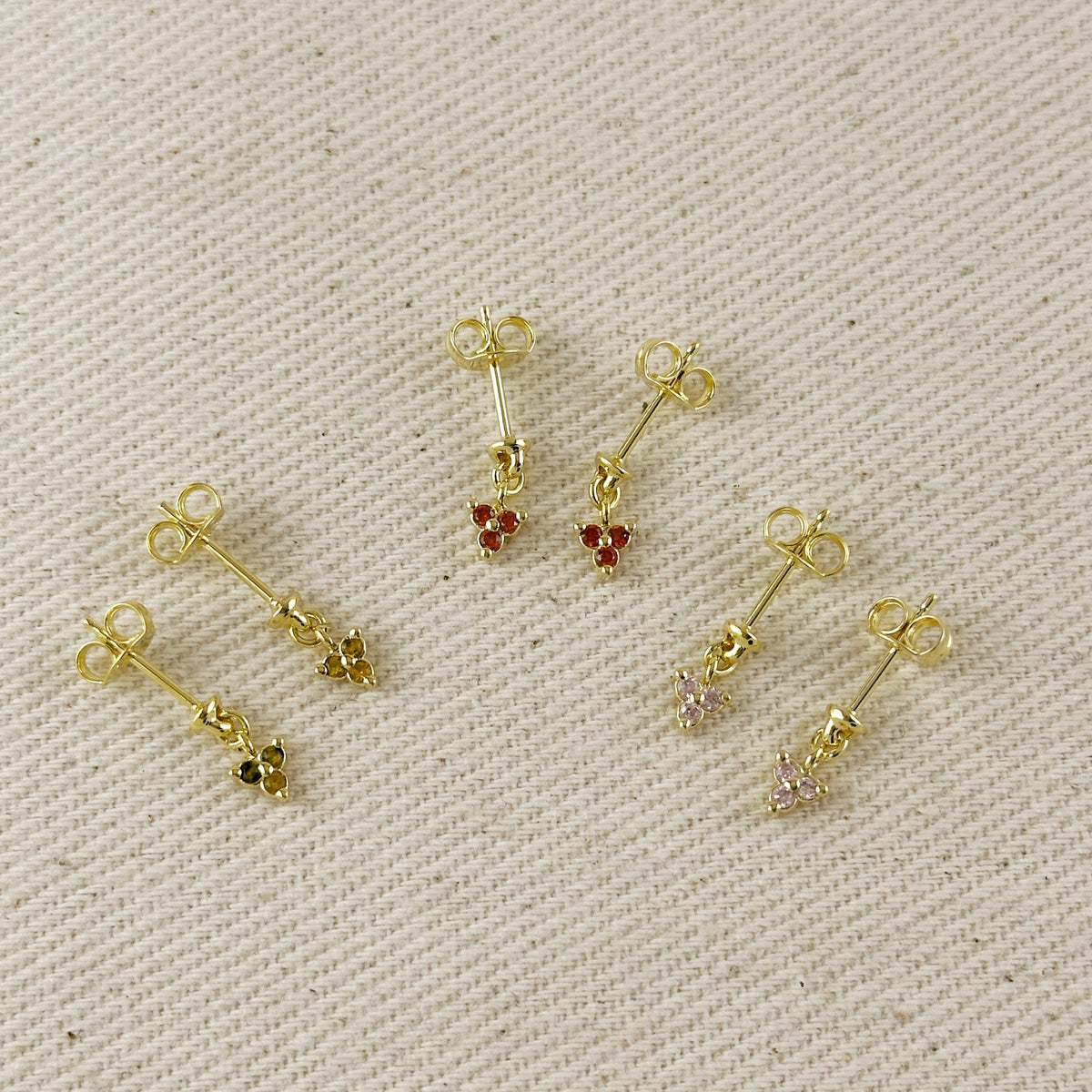 18k Gold Filled Mini CZ Flower Drop Earrings