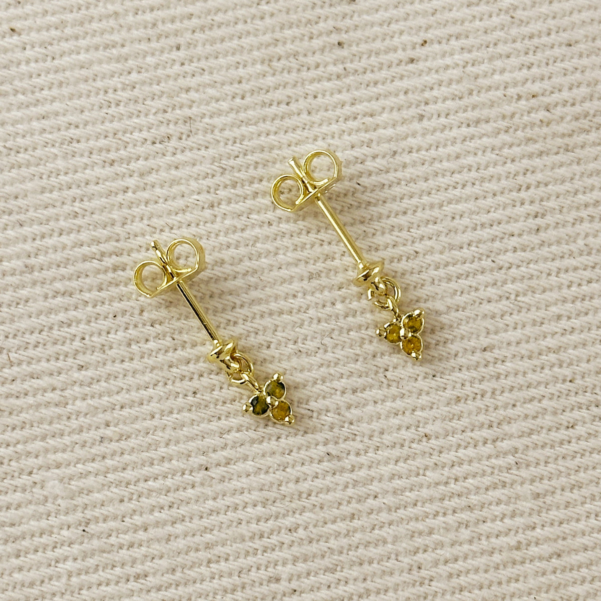 18k Gold Filled Mini CZ Flower Drop Earrings – Topaz
