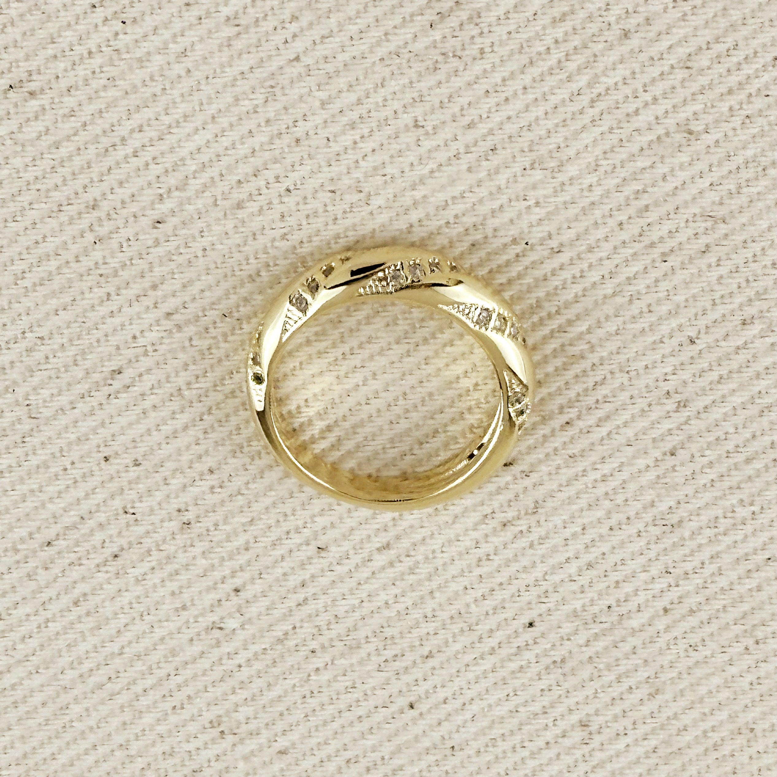 Mondsee 18k Gold Filled CZ Ribbon Detail Band Ring | 18k Gold Filled Jewelry
