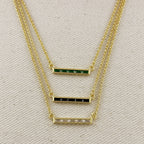 18k Gold Filled CZ Bar Necklace