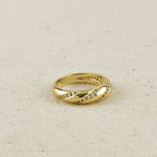Mondsee 18k Gold Filled CZ Ribbon Detail Band Ring | 18k Gold Filled Jewelry