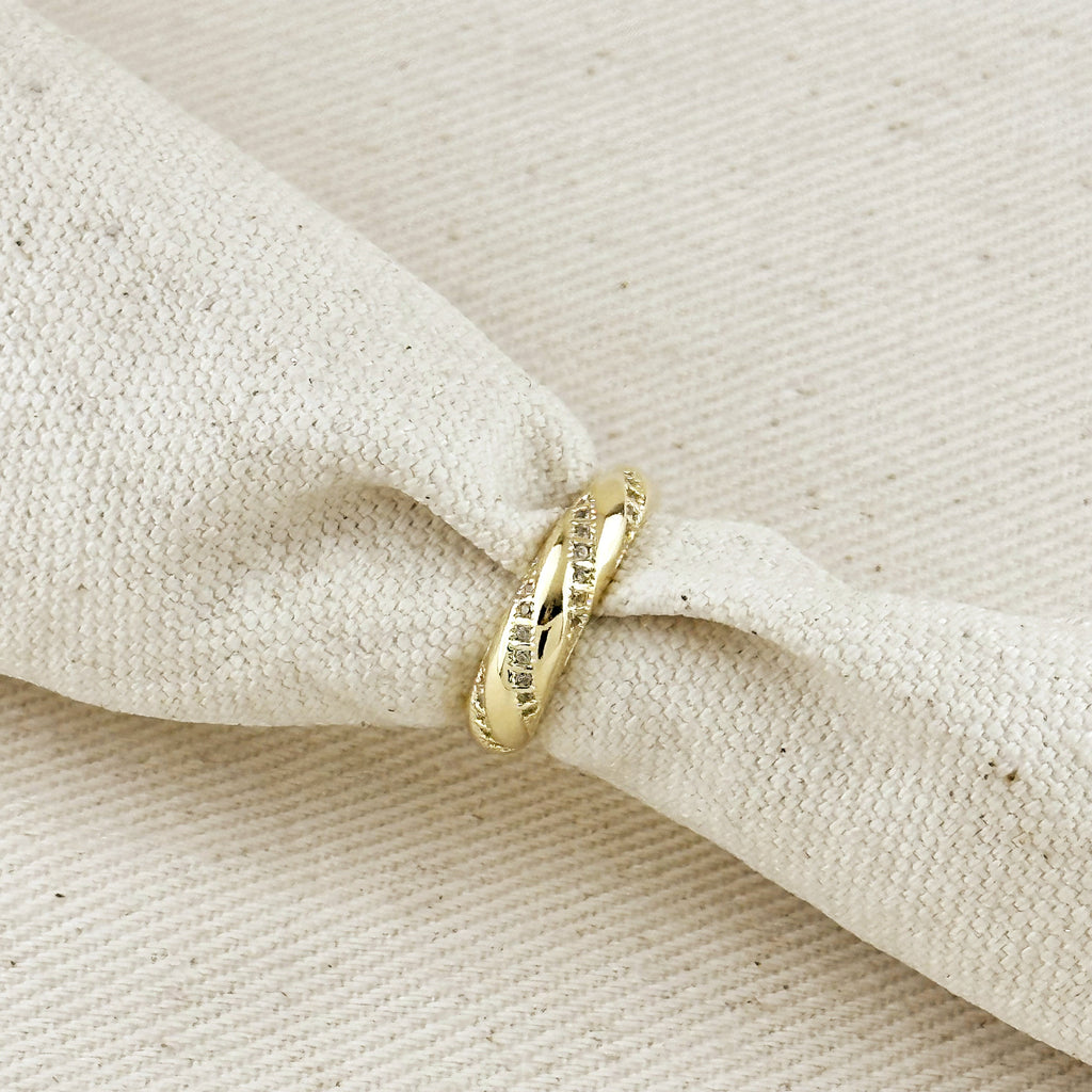 Mondsee 18k Gold Filled CZ Ribbon Detail Band Ring | 18k Gold Filled Jewelry