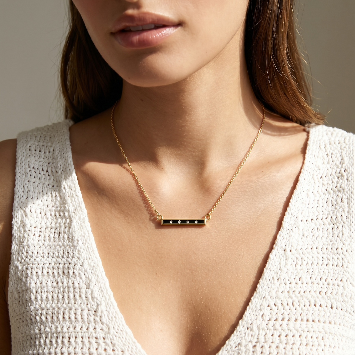 18k Gold Filled CZ Bar Necklace