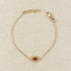 18k Gold Filled Fancy Birthstone Bracelet – January, Garnet