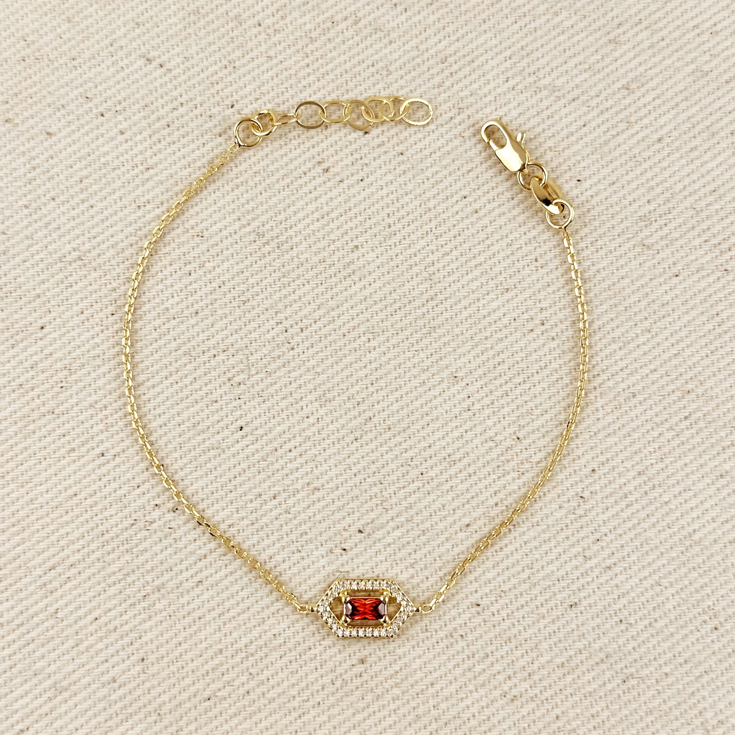 18k Gold Filled Fancy Birthstone Bracelet