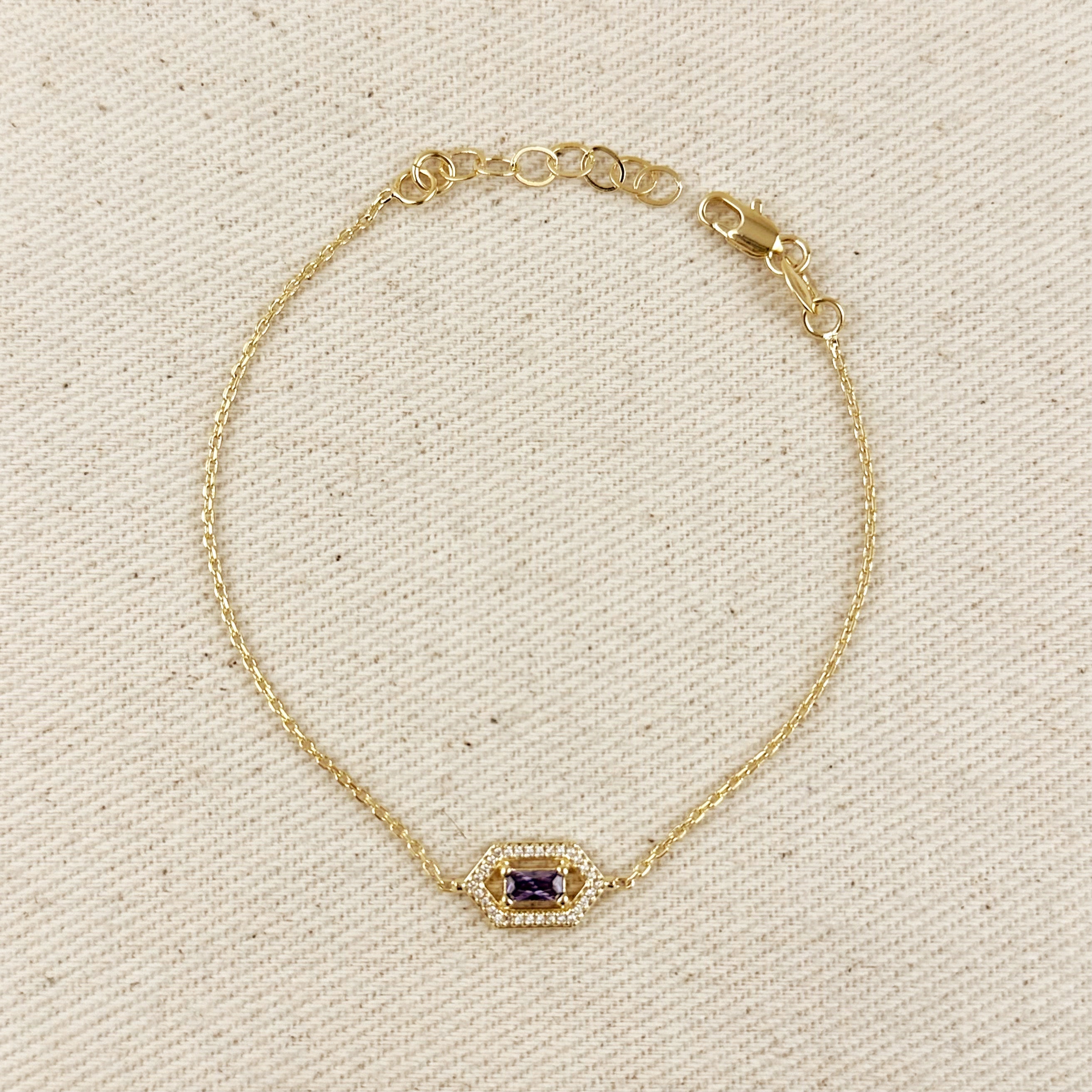 18k Gold Filled Fancy Birthstone Bracelet