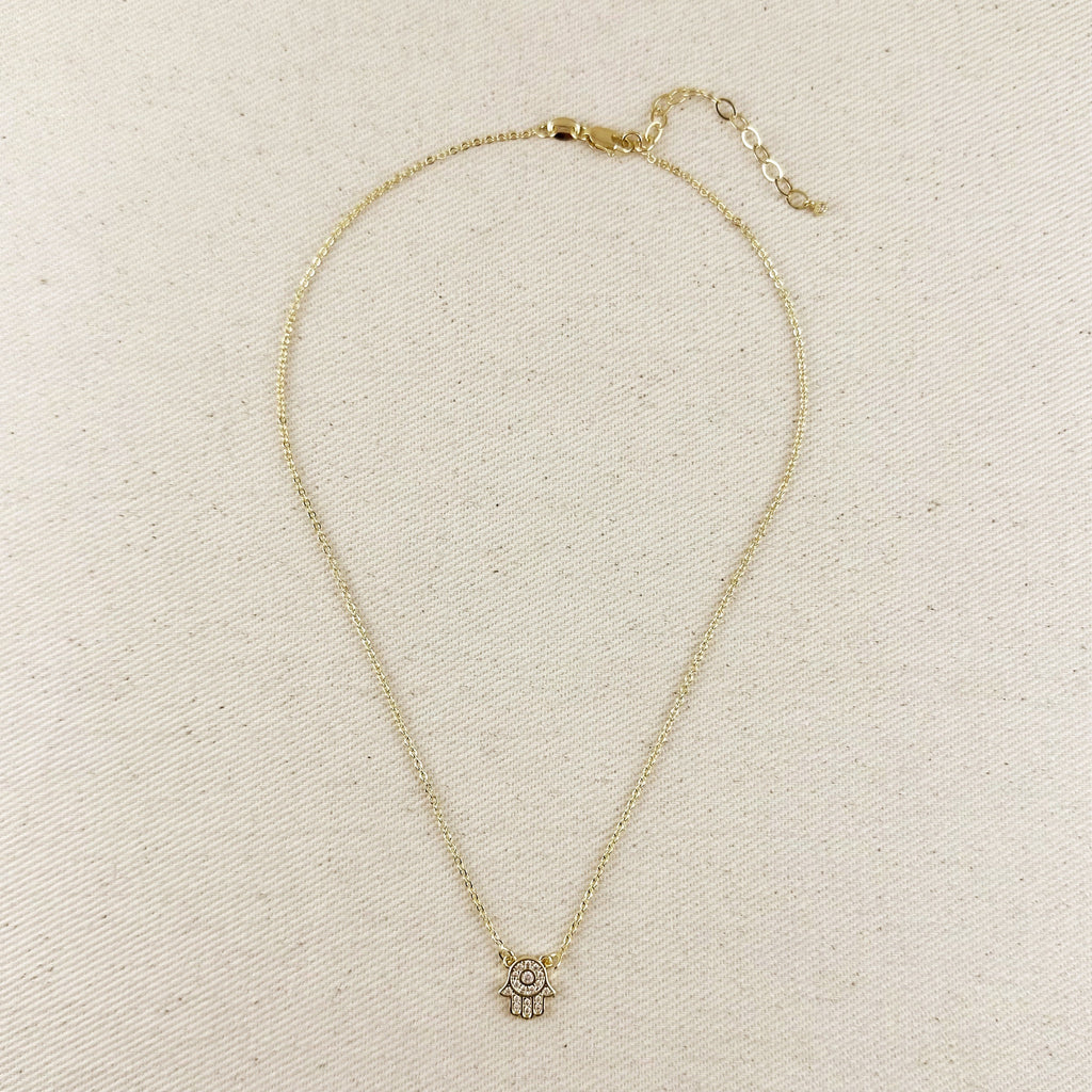 Mondsee 18k Gold Filled CZ Hamsa Hand Necklace | 18k Gold Filled Jewelry