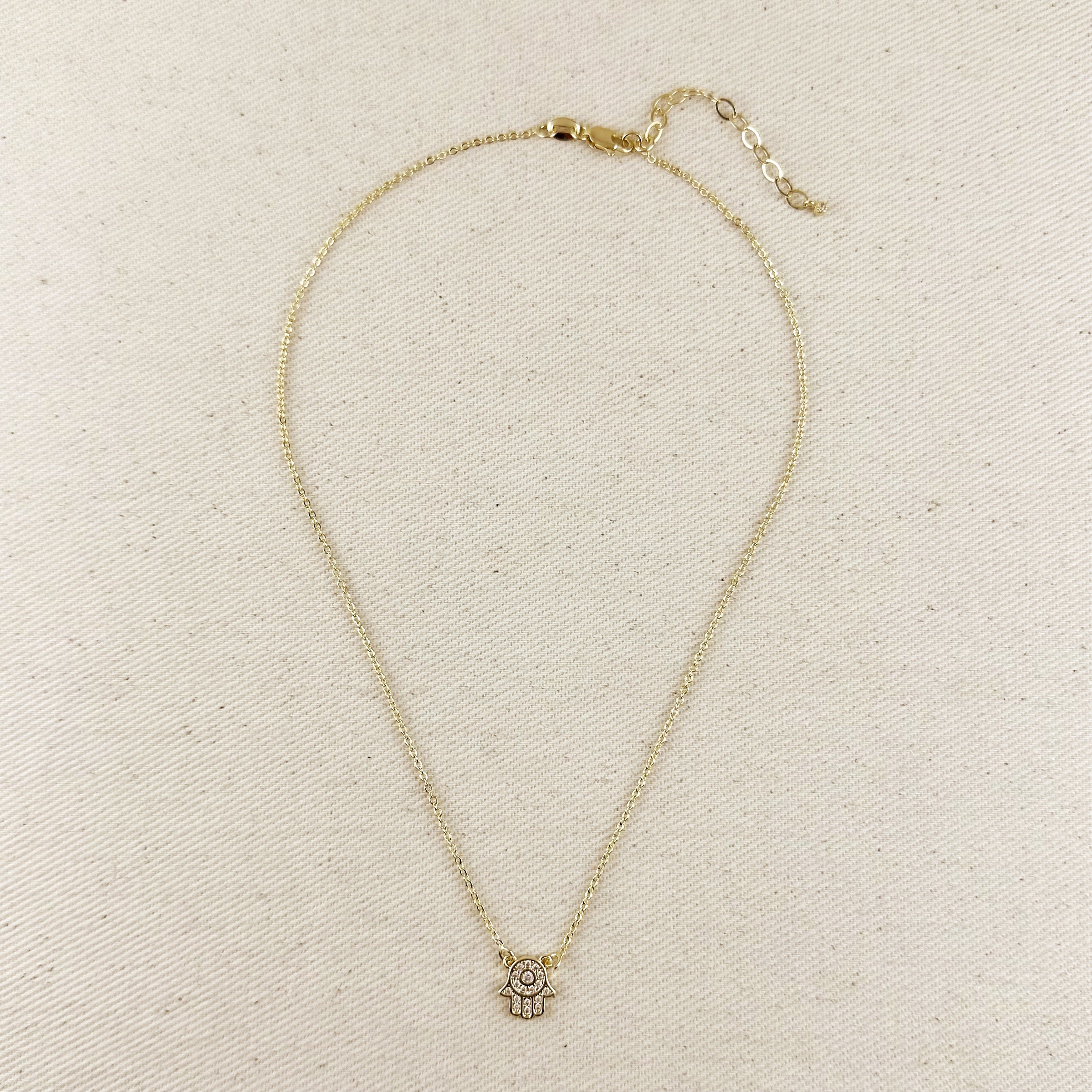 Mondsee 18k Gold Filled CZ Hamsa Hand Necklace | 18k Gold Filled Jewelry
