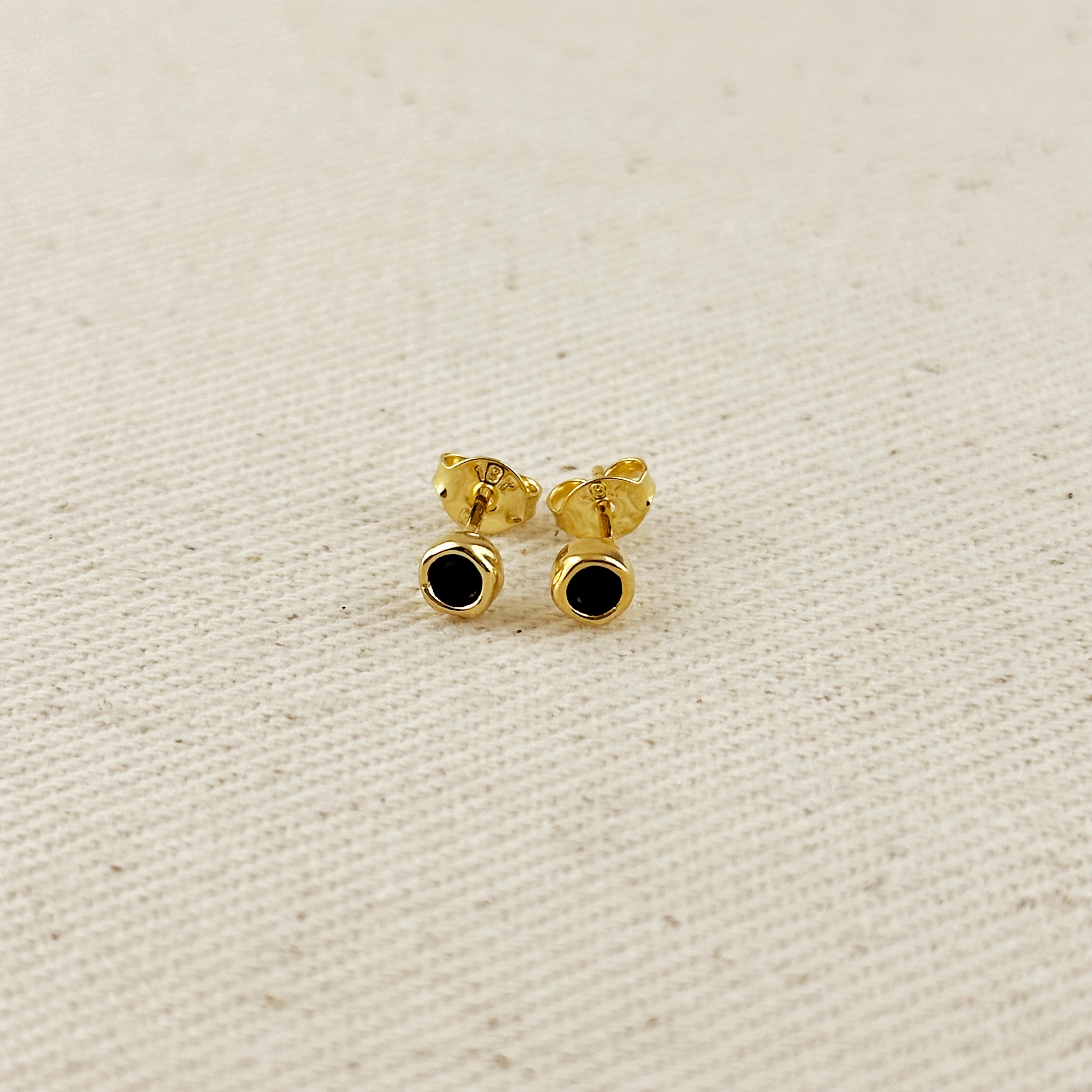 Mondsee 18k Gold Filled 4mm Round Bezel Cubic Zirconia Stud Earrings | 18k Gold Filled Jewelry