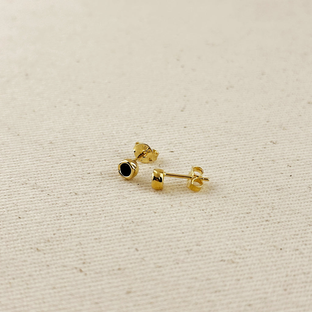 Mondsee 18k Gold Filled 4mm Round Bezel Cubic Zirconia Stud Earrings | 18k Gold Filled Jewelry