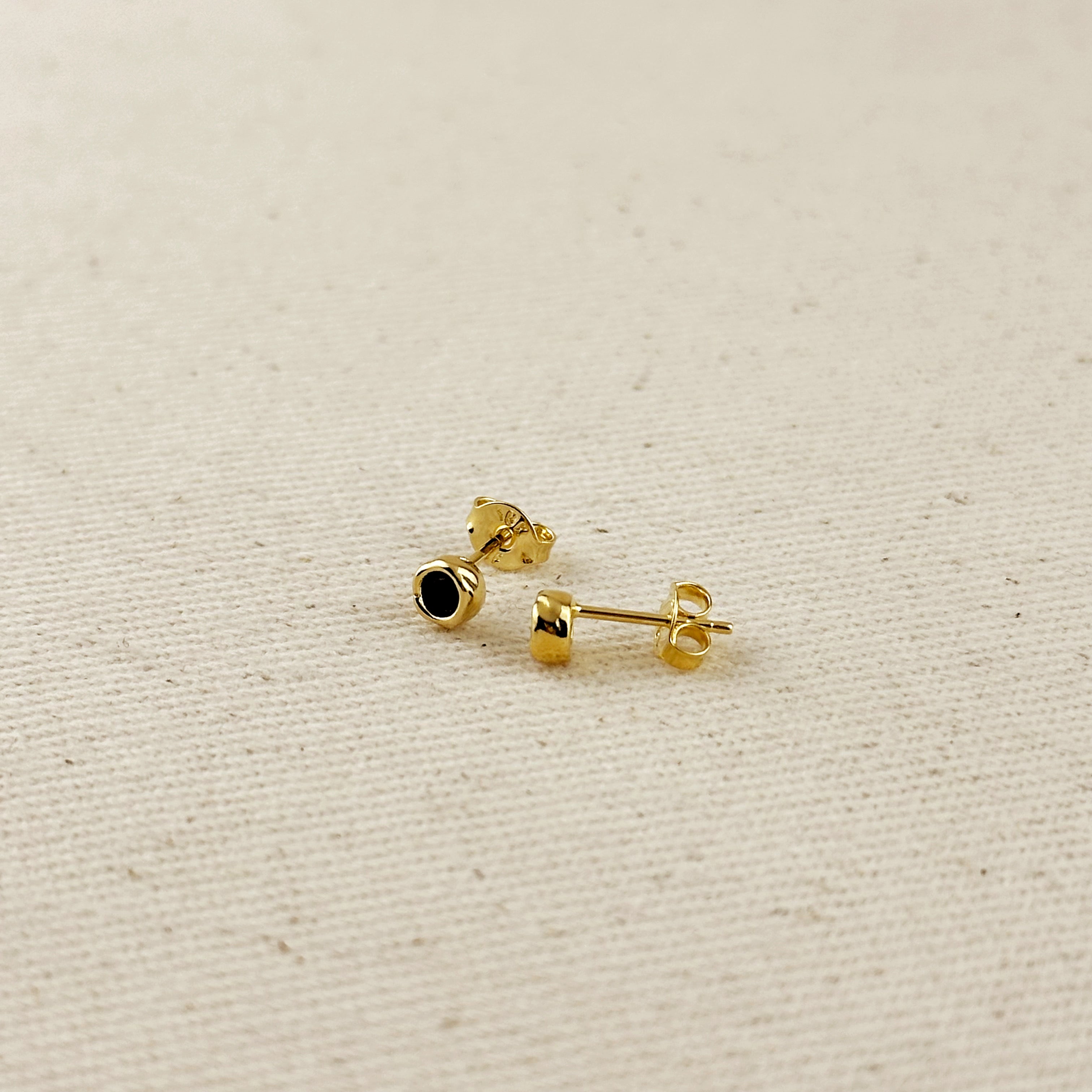 Mondsee 18k Gold Filled 4mm Round Bezel Cubic Zirconia Stud Earrings | 18k Gold Filled Jewelry