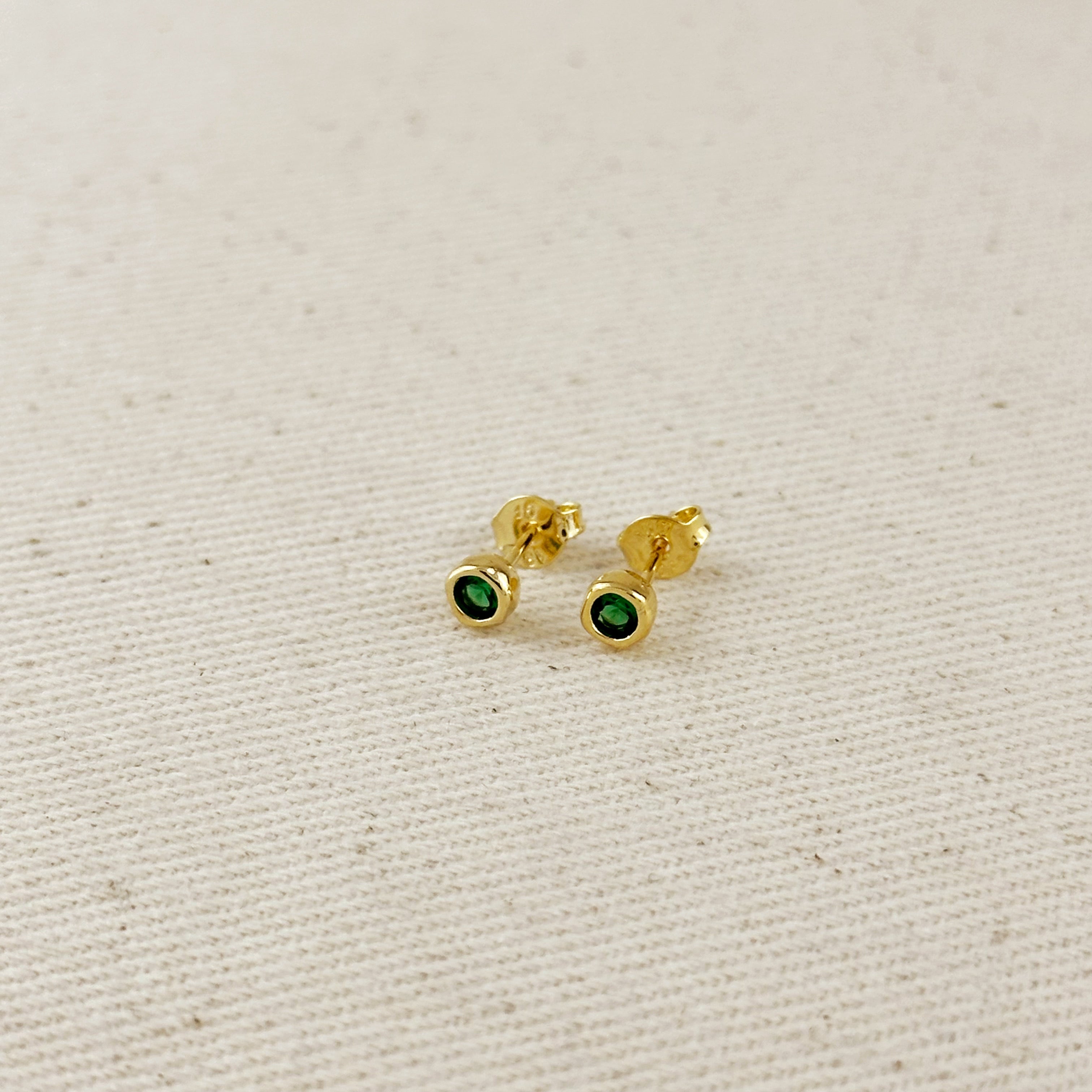 Mondsee 18k Gold Filled 4mm Round Bezel Cubic Zirconia Stud Earrings | 18k Gold Filled Jewelry