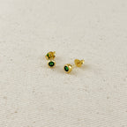 Mondsee 18k Gold Filled 4mm Round Bezel Cubic Zirconia Stud Earrings | 18k Gold Filled Jewelry