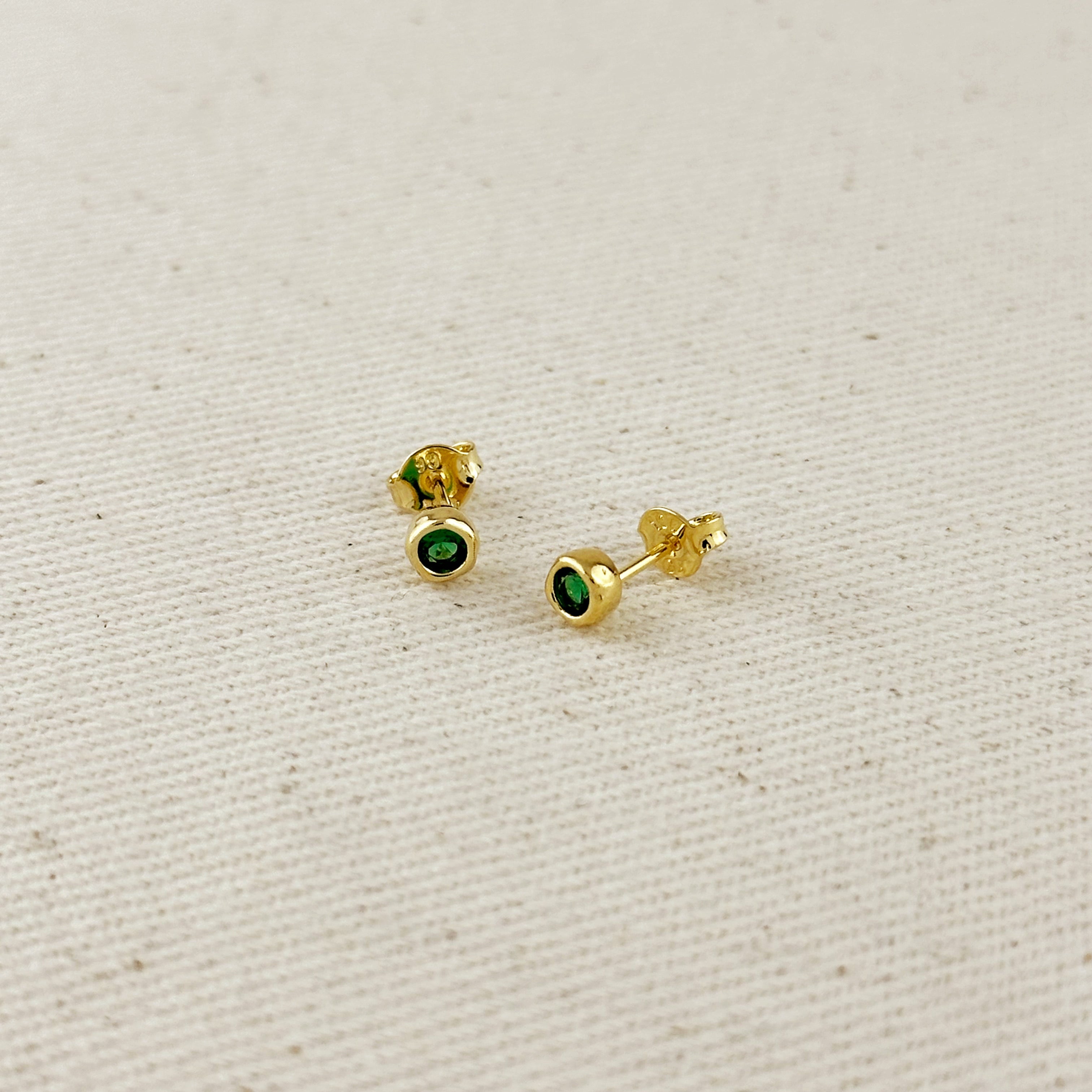 Mondsee 18k Gold Filled 4mm Round Bezel Cubic Zirconia Stud Earrings | 18k Gold Filled Jewelry