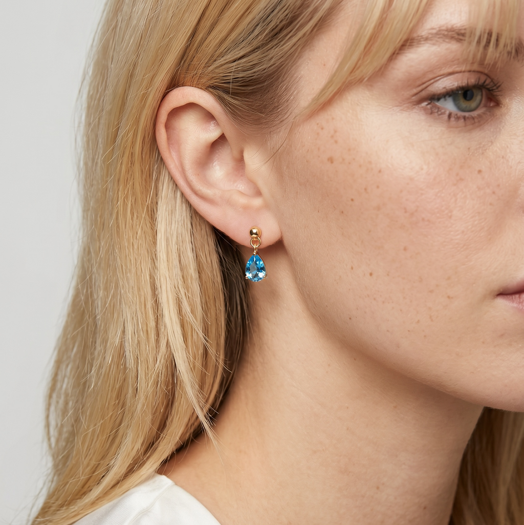 18k Gold Filled Colored CZ Teardrop Earrings