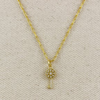 18k Gold Filled CZ Key Charm