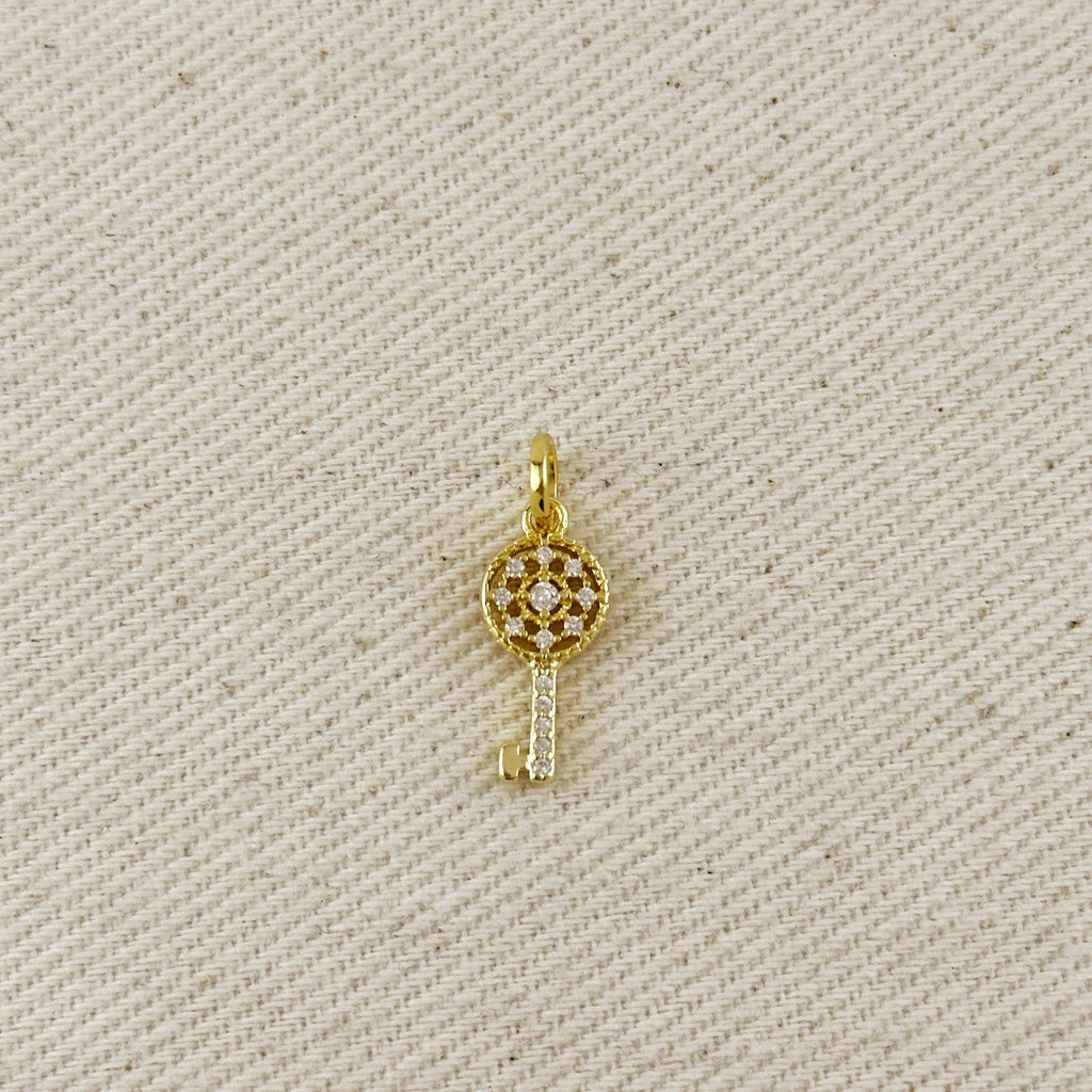 18k Gold Filled CZ Key Charm
