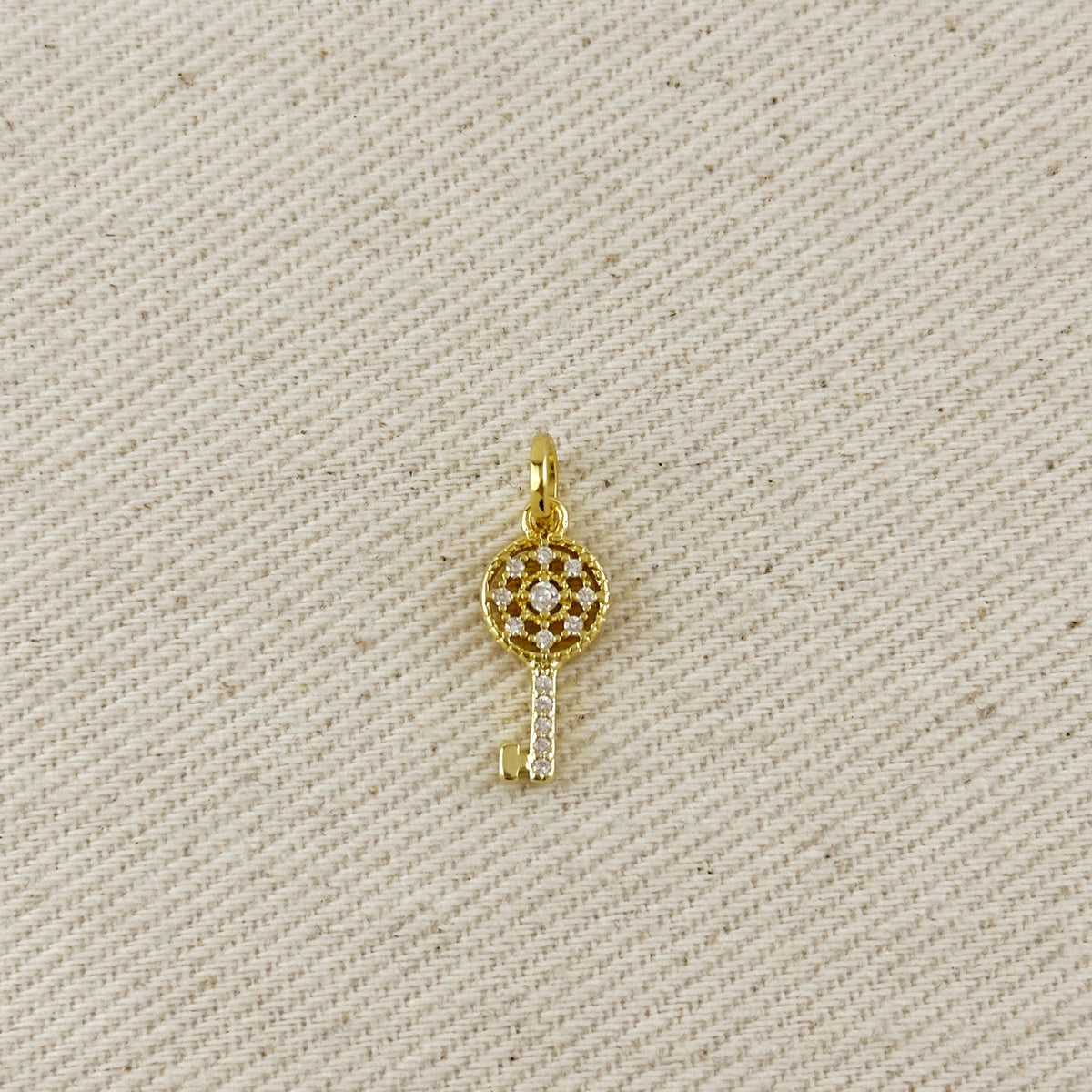18k Gold Filled CZ Key Charm