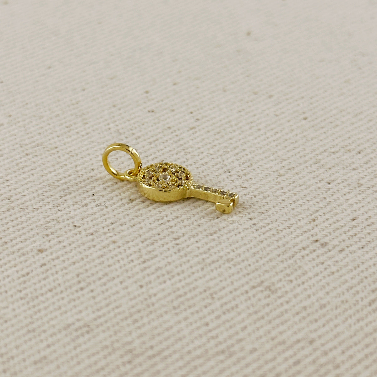 18k Gold Filled CZ Key Charm