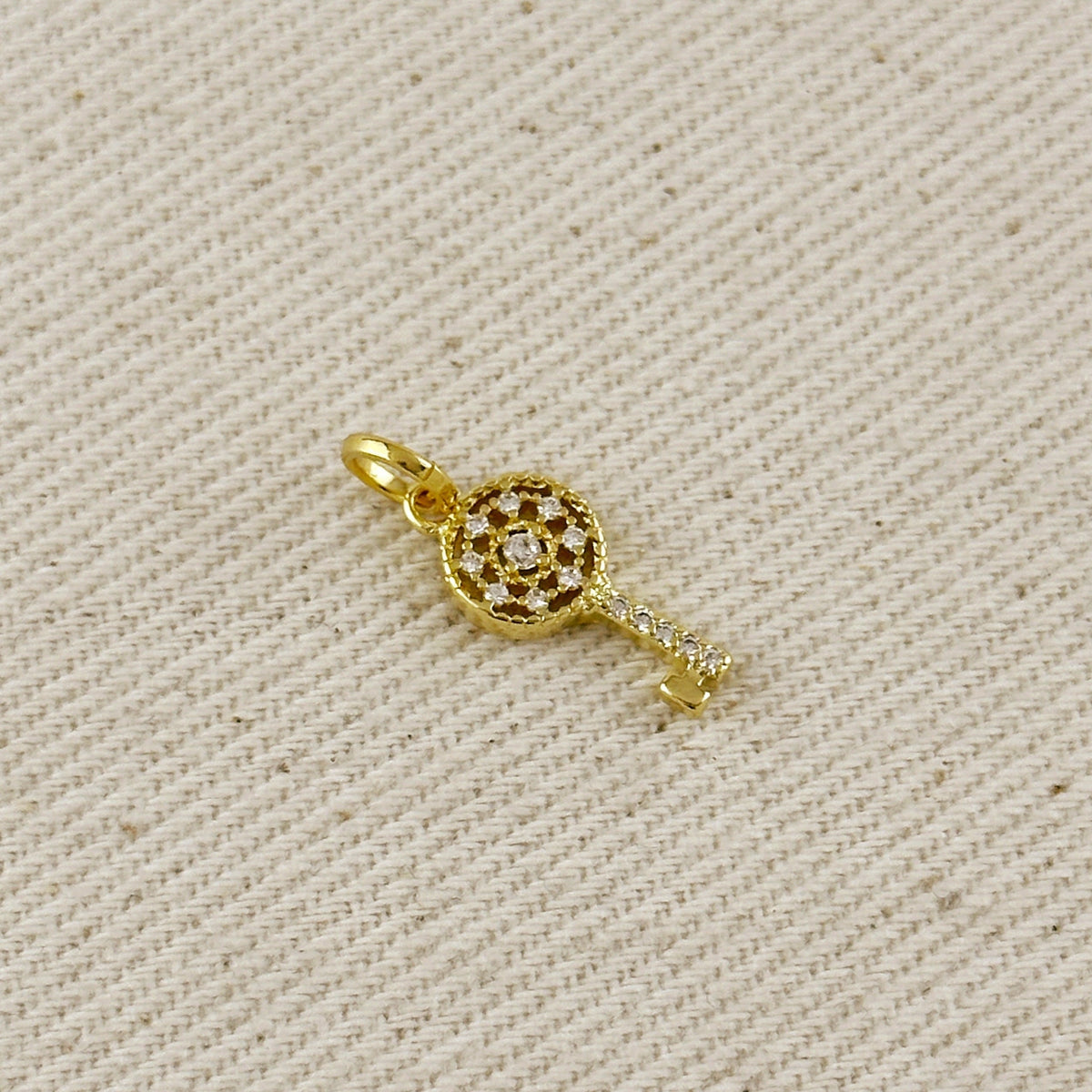 18k Gold Filled CZ Key Charm