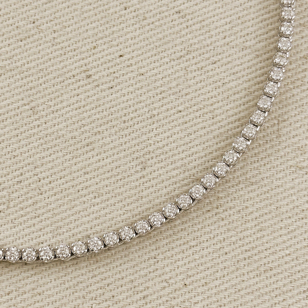 .925 Sterling Silver Rhodium Plated 2.25mm Moissanite Necklace