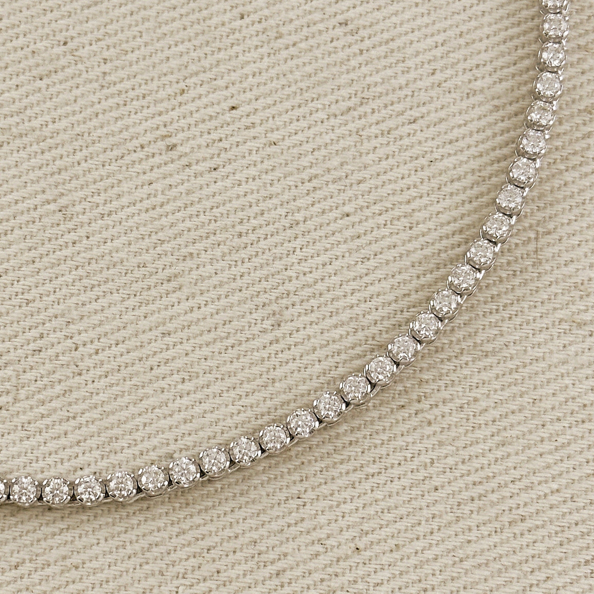 .925 Sterling Silver Rhodium Plated 2.25mm Moissanite Necklace
