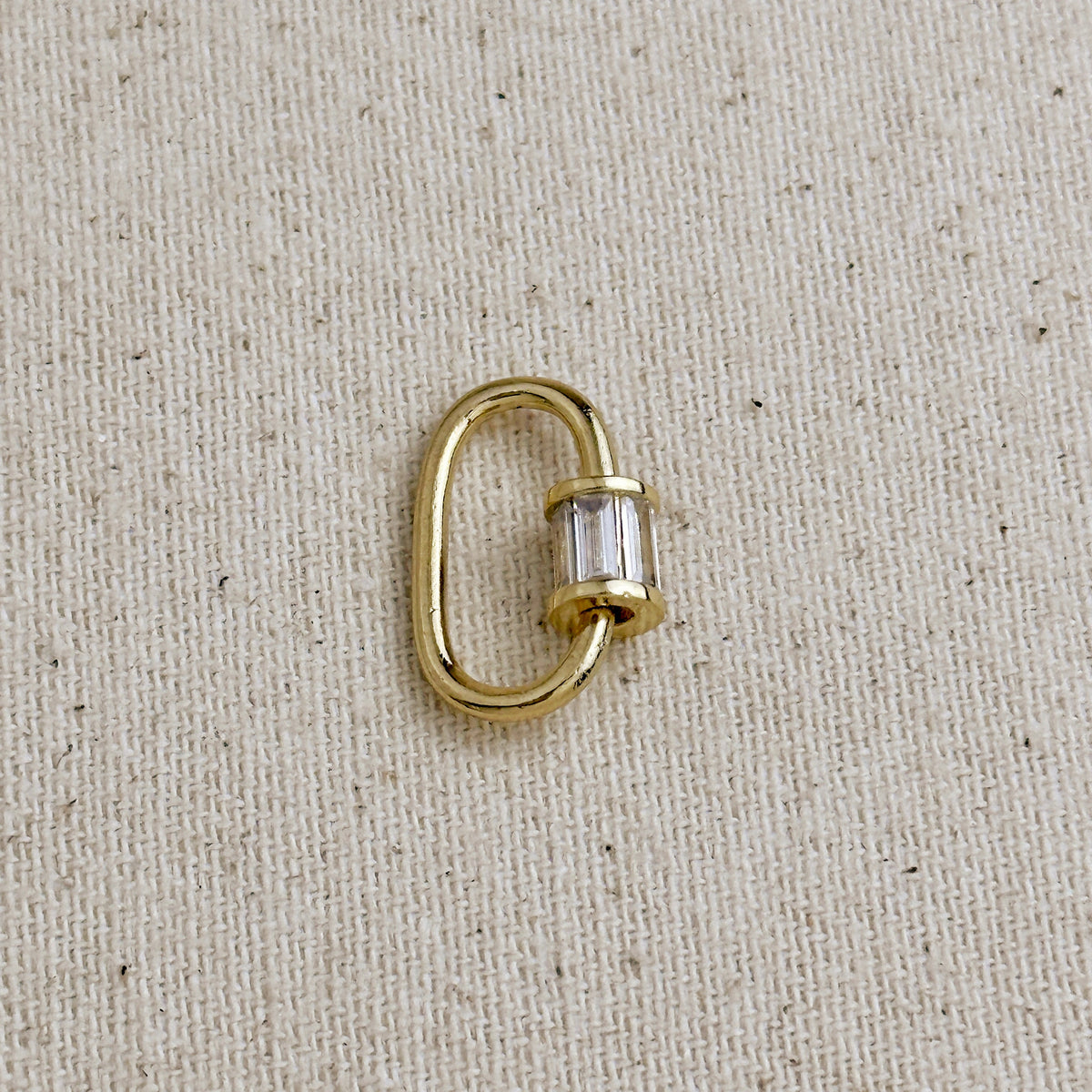 18k Gold Filled Oblong CZ Screw Lock Clasp