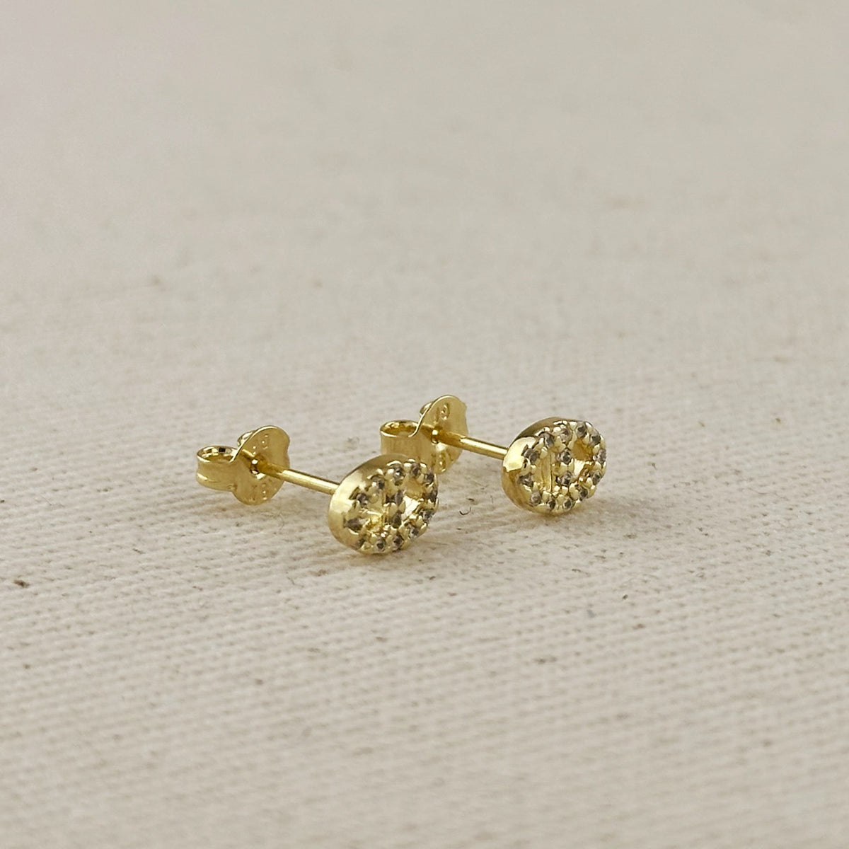 18k Gold Filled Mini CZ Mariner Stud Earrings