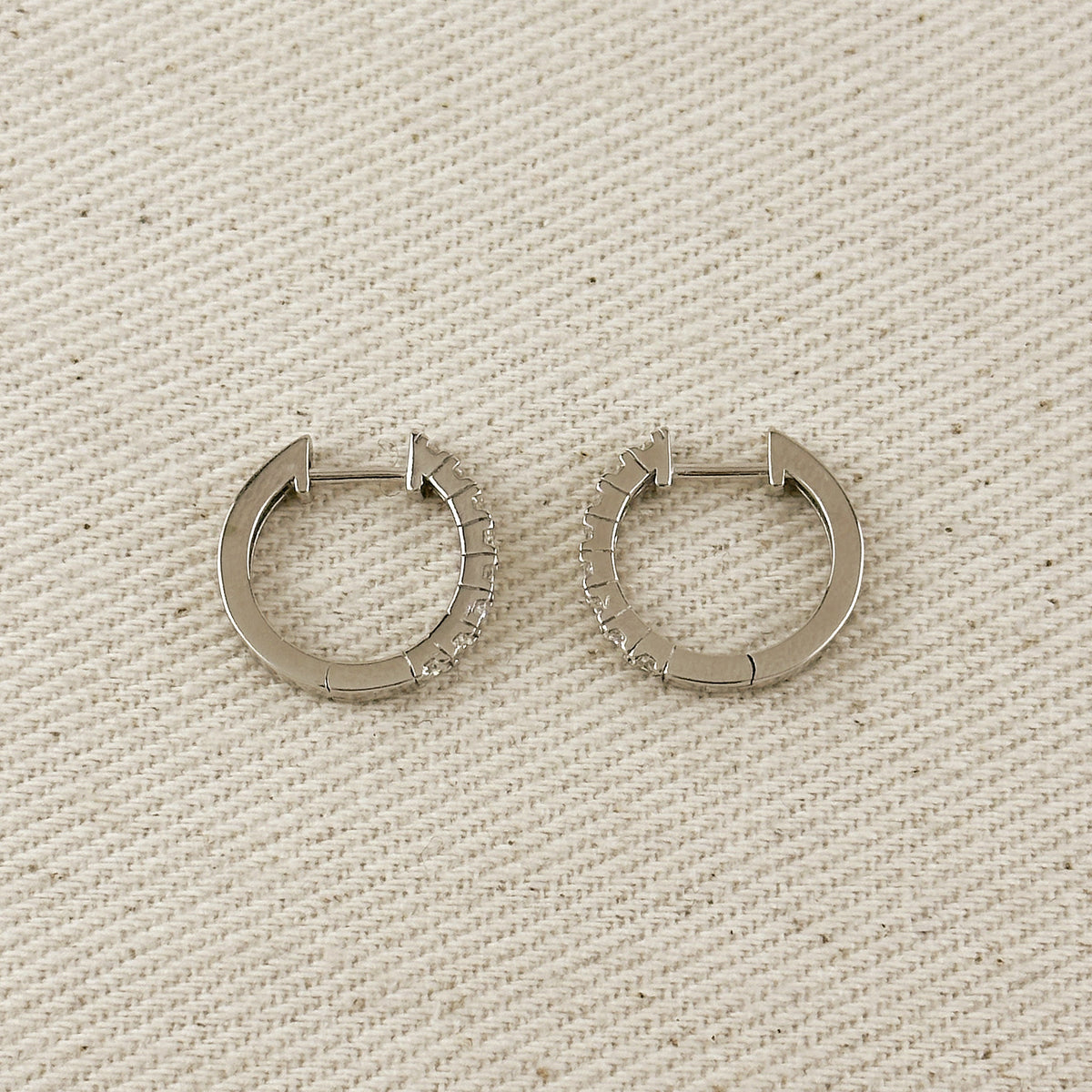 .925 Sterling Silver Rhodium Plated Moissanite Hoop Earrings