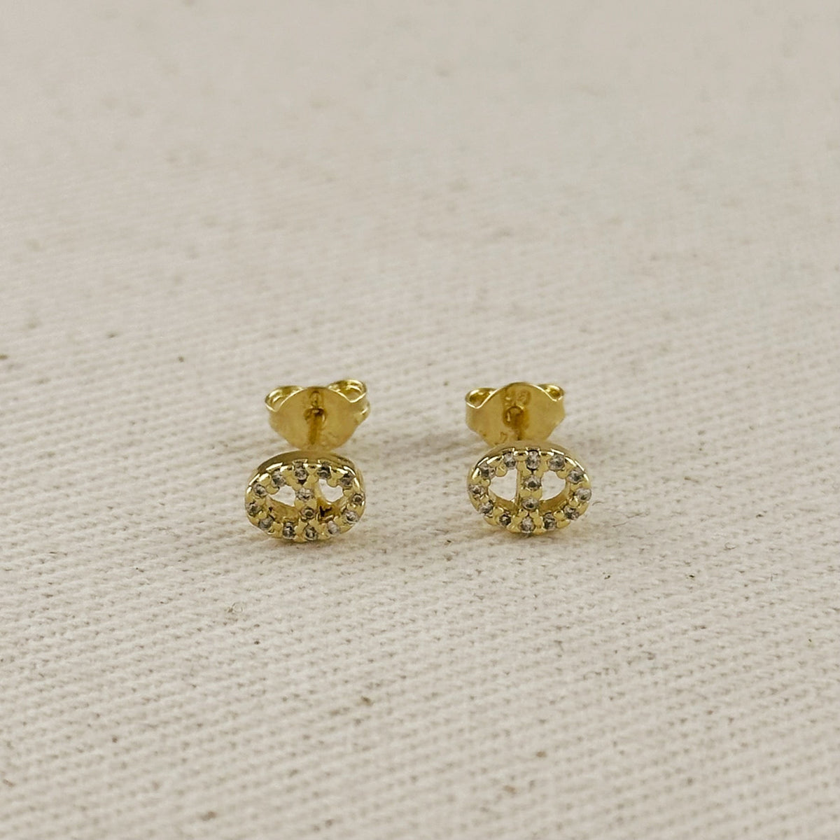 18k Gold Filled Mini CZ Mariner Stud Earrings