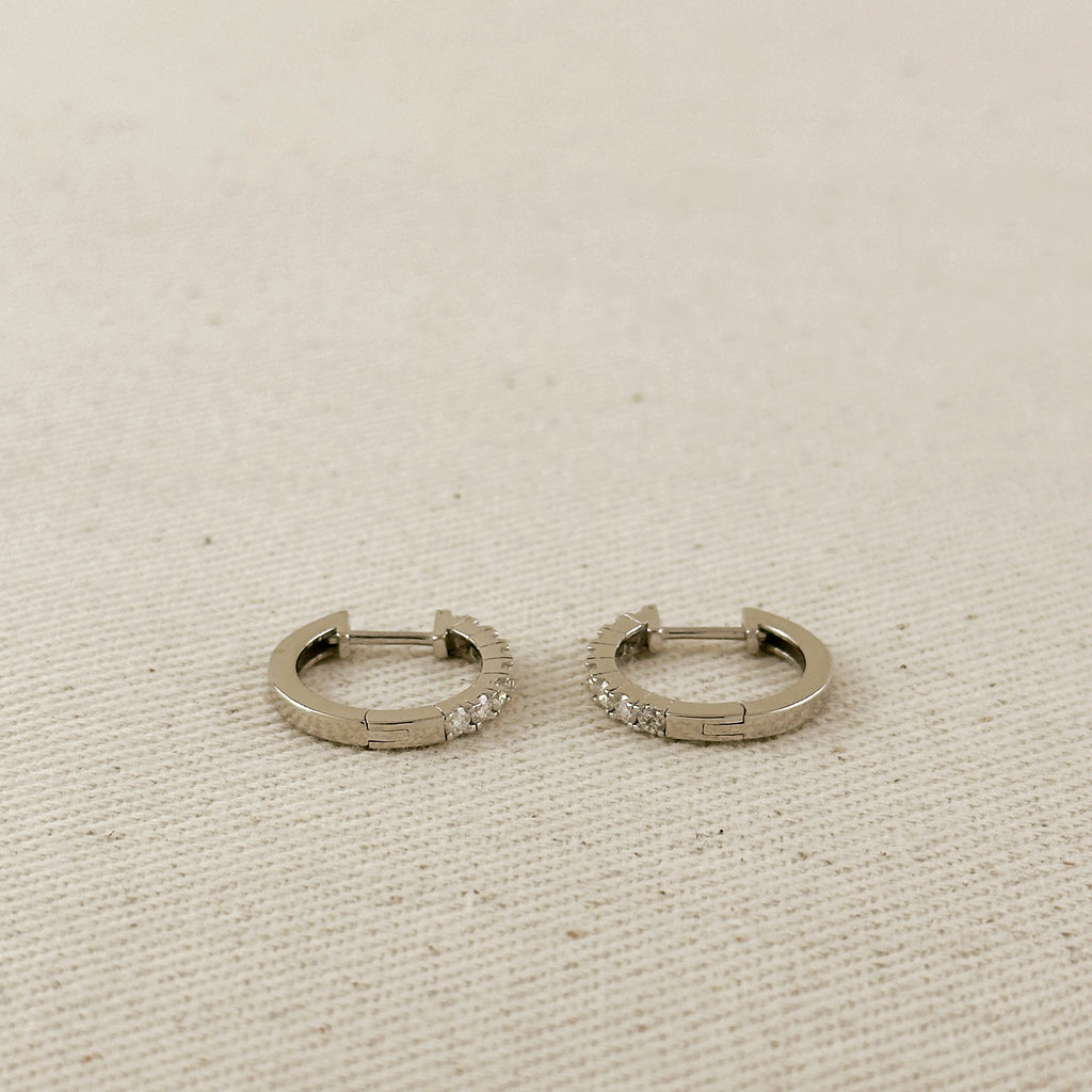 .925 Sterling Silver Rhodium Plated Moissanite Hoop Earrings