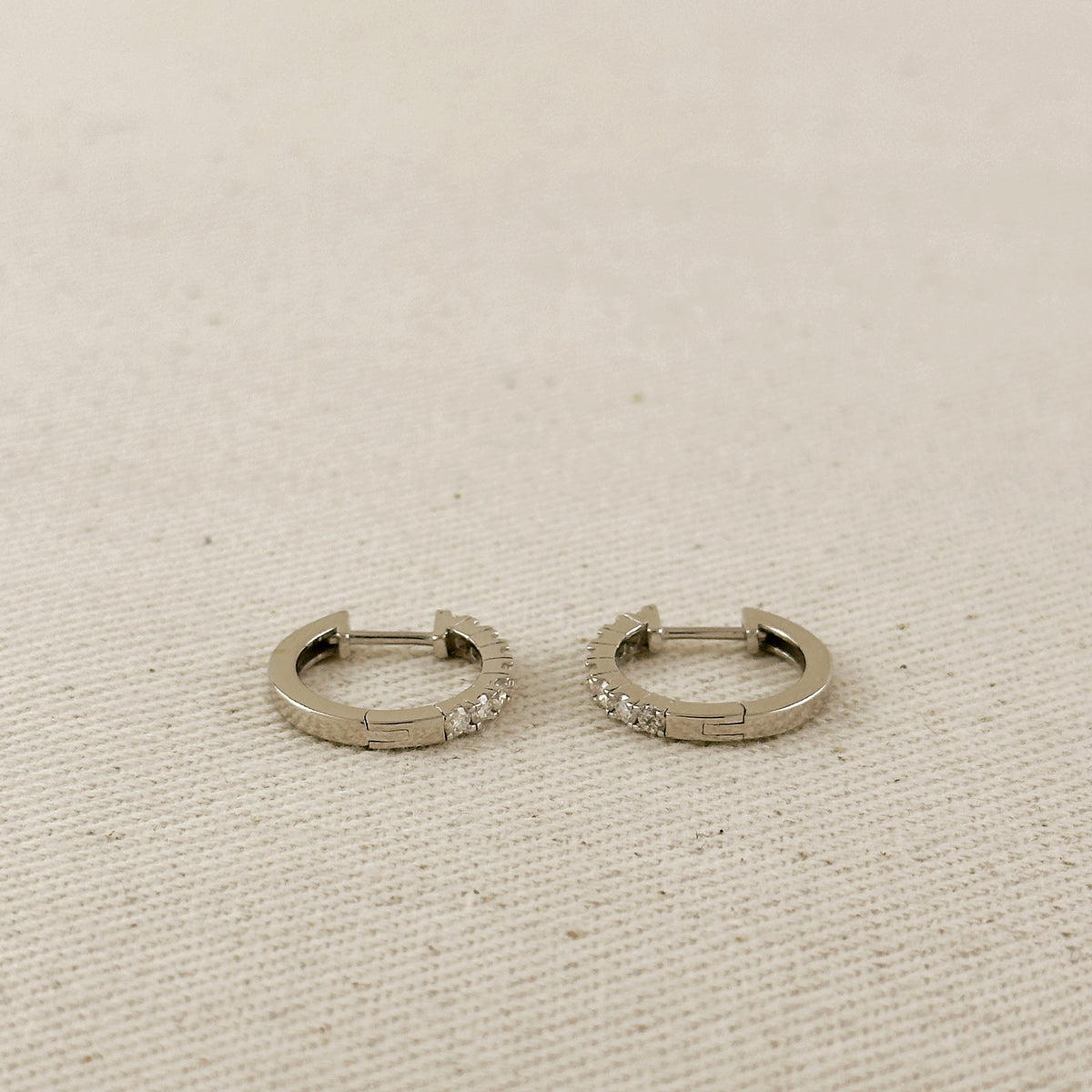 .925 Sterling Silver Rhodium Plated Moissanite Hoop Earrings