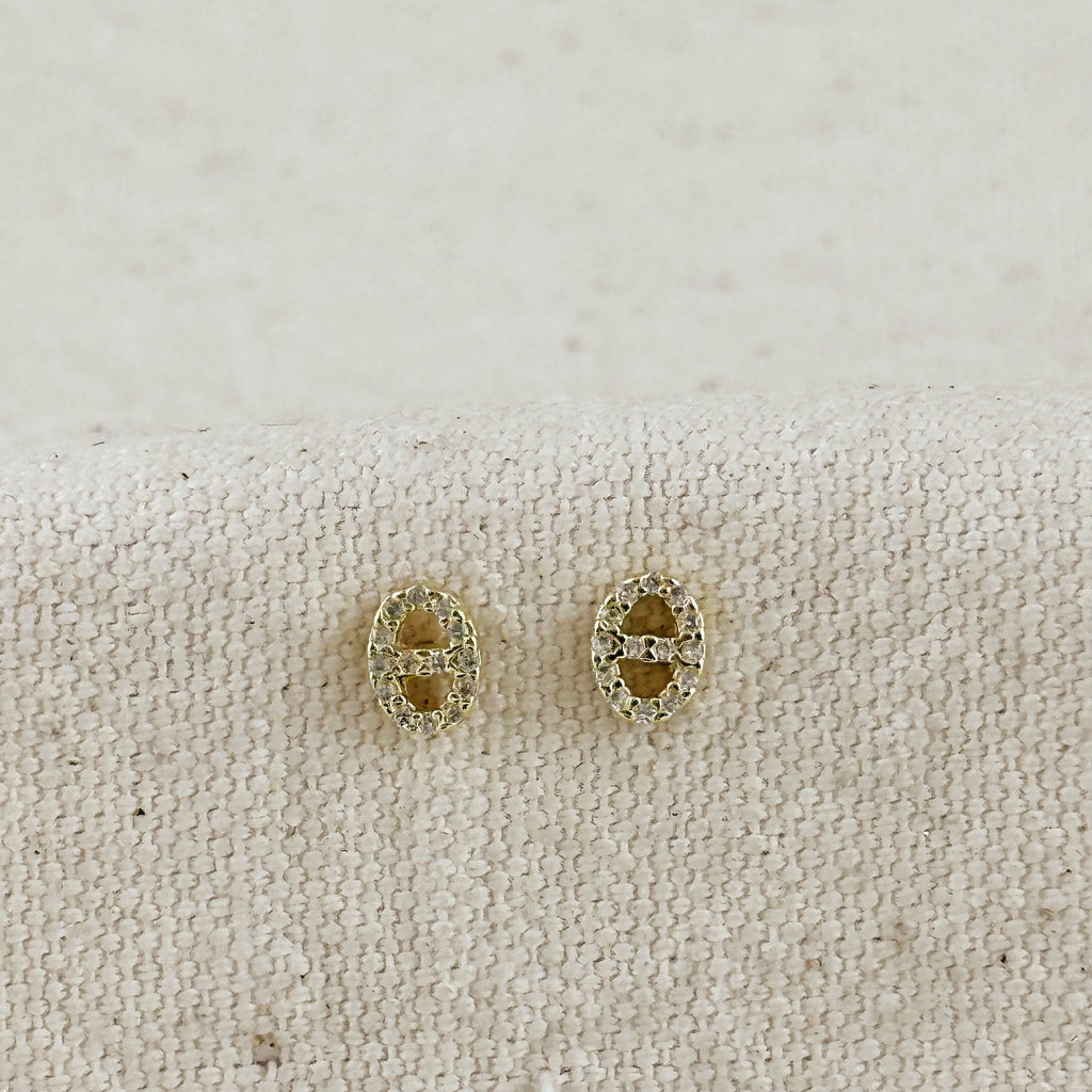 18k Gold Filled Mini CZ Mariner Stud Earrings