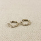 .925 Sterling Silver Rhodium Plated Moissanite Hoop Earrings
