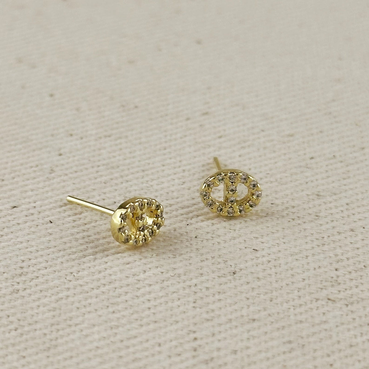 18k Gold Filled Mini CZ Mariner Stud Earrings