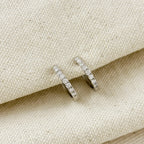 .925 Sterling Silver Rhodium Plated Moissanite Hoop Earrings