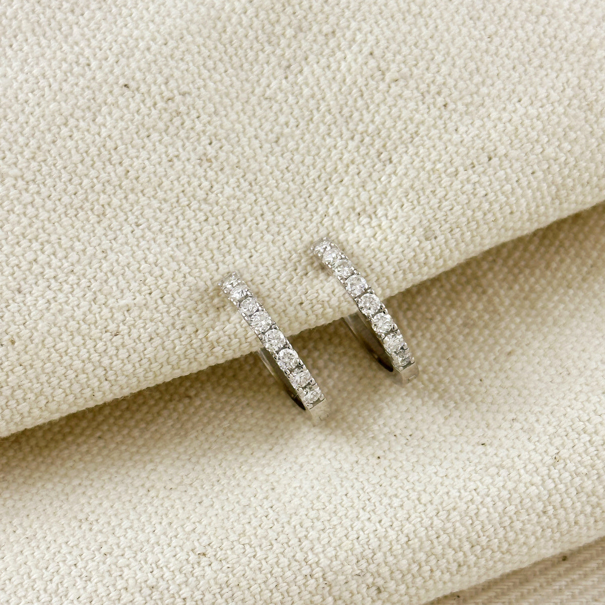 .925 Sterling Silver Rhodium Plated Moissanite Hoop Earrings