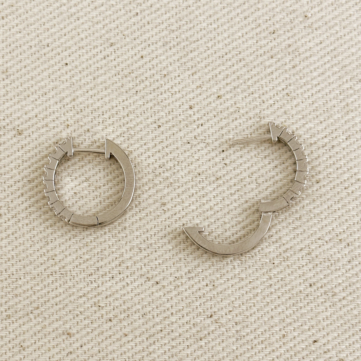 .925 Sterling Silver Rhodium Plated Moissanite Hoop Earrings