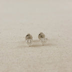 .925 Sterling Silver Rhodium Plated Moissanite Heart Stud Earrings
