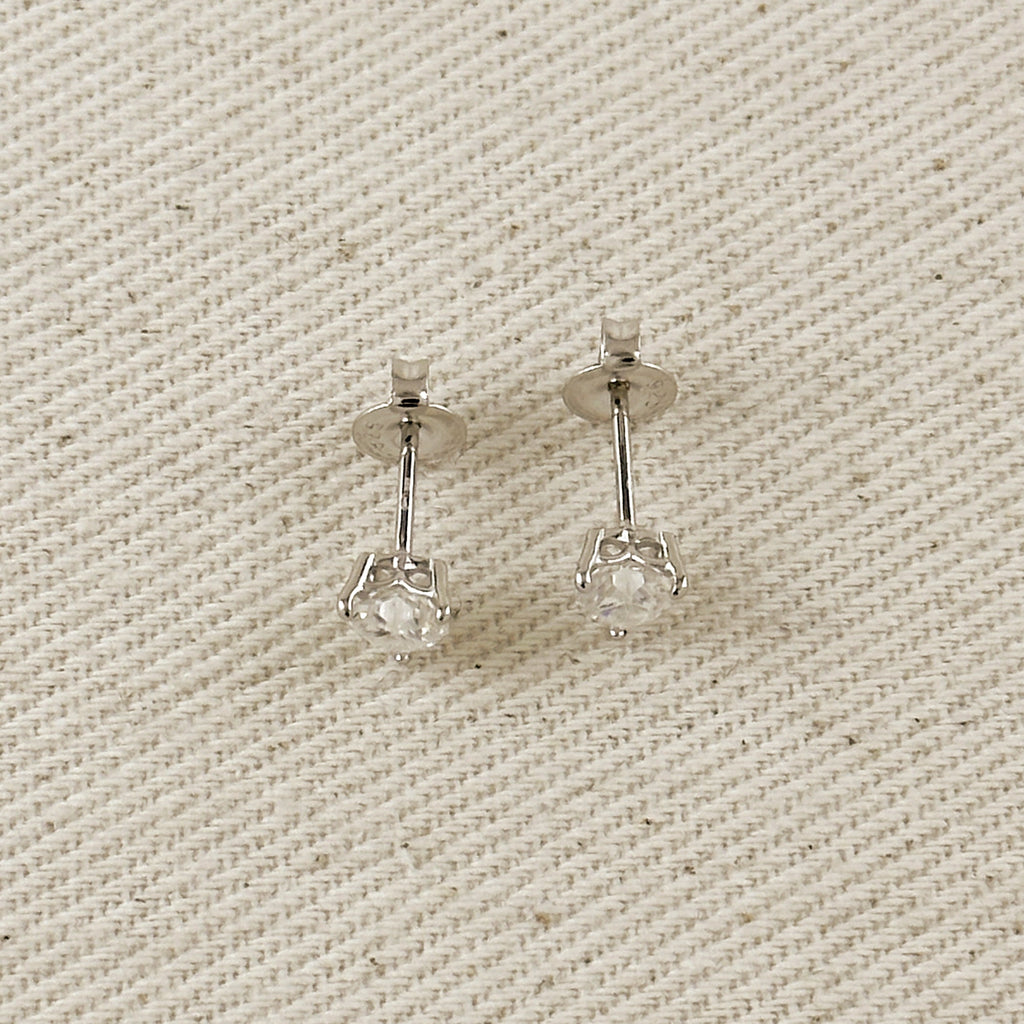 .925 Sterling Silver Rhodium Plated Moissanite Heart Stud Earrings