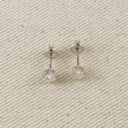 .925 Sterling Silver Rhodium Plated Moissanite Heart Stud Earrings