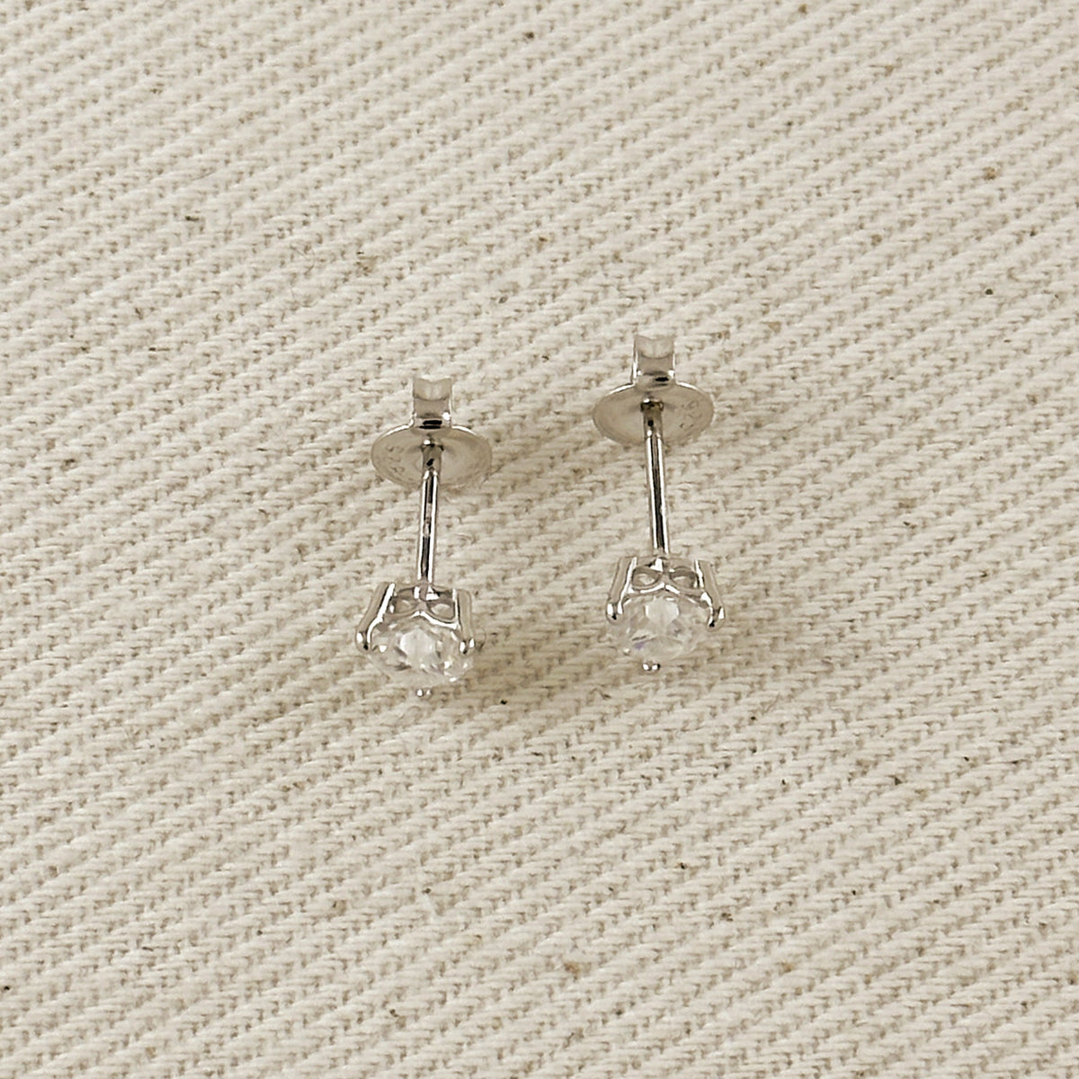 .925 Sterling Silver Rhodium Plated Moissanite Heart Stud Earrings