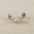 .925 Sterling Silver Rhodium Plated Moissanite Heart Stud Earrings