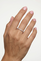 .925 Sterling Silver Rhodium Plated Moissanite Eternity Band Ring