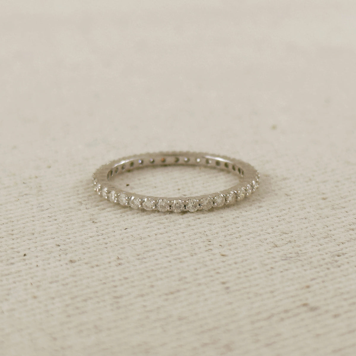 .925 Sterling Silver Rhodium Plated Moissanite Eternity Band Ring