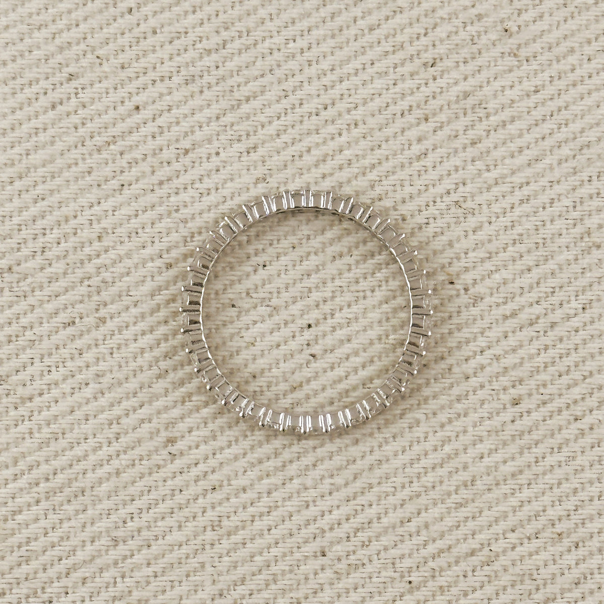 .925 Sterling Silver Rhodium Plated Moissanite Eternity Band Ring