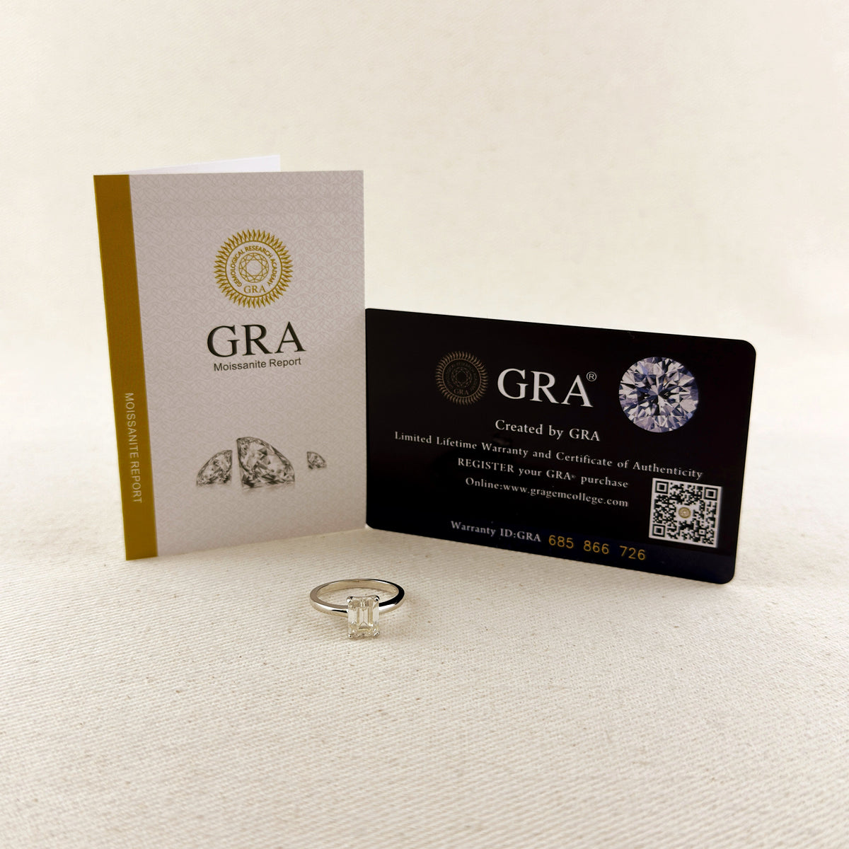 .925 Sterling Silver Rhodium Plated Moissanite Baguette Solitaire Ring
